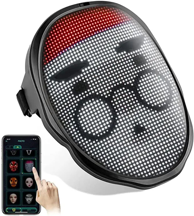 Bluetooth RGB Light Up LED Mask Diy Picture Animation Text Halloween Christmas Carnival Costume Party Game Child Masks Deco GIFT