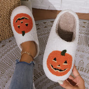 2024 Cotton Fluffy Slippers – Cartoon Pumpkin Plush Slides for Couples, Funny Halloween Casual Indoor Shoes