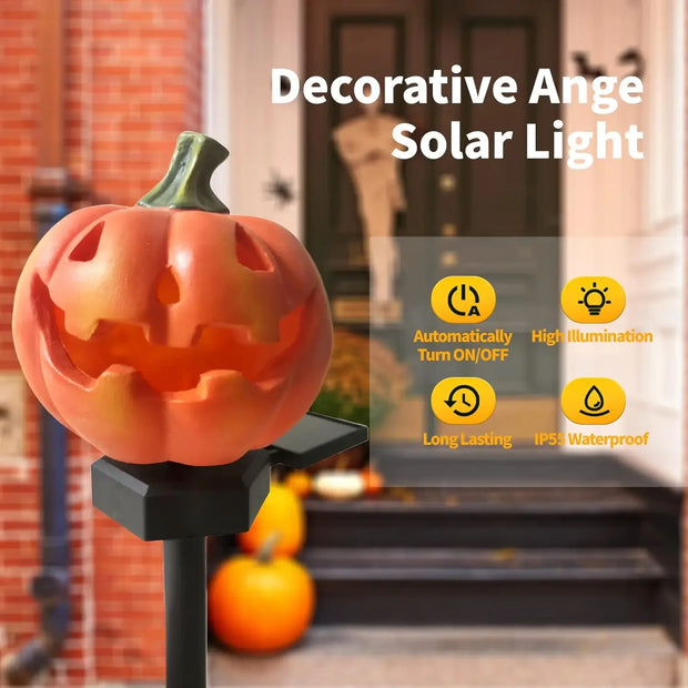 Halloween Pumpkin Candle Pathway Solar Lights Crow Yard Stake Lamp for Garden Yard Lawn Pathway Home Party Decoration Waterproof