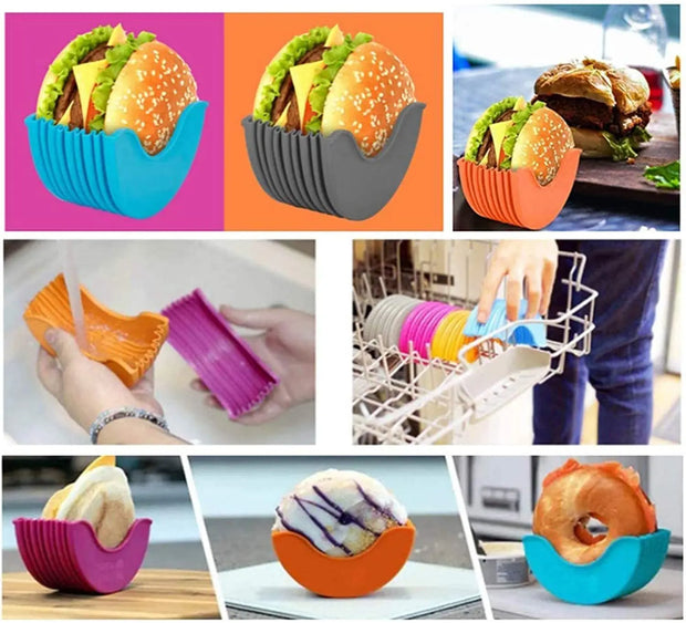 Reusable Burger Rack Useful Gadgets Silicone Frame Burger Tool Holder Shelf Storage Kitchen Organizer Tools Dining Bar Home