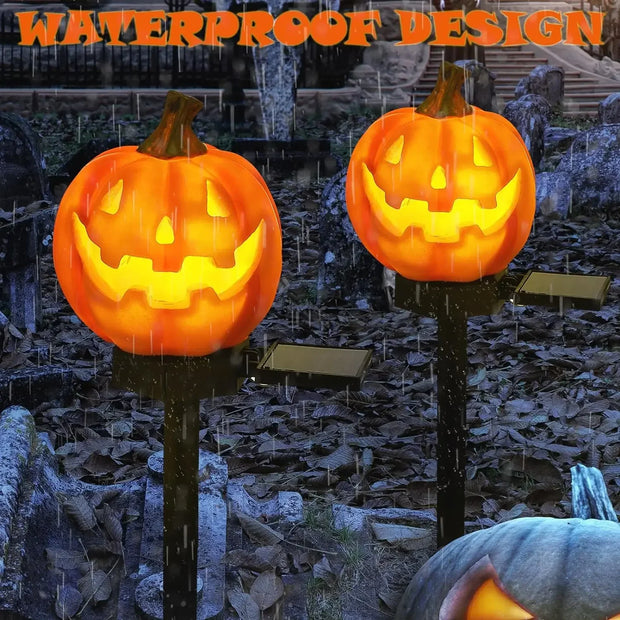 Halloween Pumpkin Candle Pathway Solar Lights Crow Yard Stake Lamp for Garden Yard Lawn Pathway Home Party Decoration Waterproof