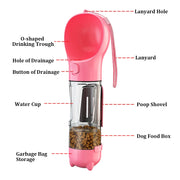 Portable Cat Dog Water Bottle Food Feeder Drinker Poop Dispenser 3 In 1 Leak-proof Multifunctional Dog Waterer Bottle