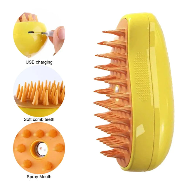 Pet Steam Brush Cat Dog Cleaning Steamy Spray Massage Beauty Comb 3 In 1 Hair Removal Grooming Supplies Pets Accessories