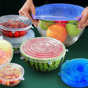 6 Pcs Silicone Cover  Stretch Lids for Kitchen Microwave Food Covers Bowl Caps Elastic Silicone Lid Cap Universal Adaptable Lids