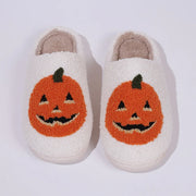 2024 Cotton Fluffy Slippers – Cartoon Pumpkin Plush Slides for Couples, Funny Halloween Casual Indoor Shoes