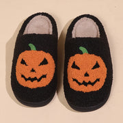 2024 Cotton Fluffy Slippers – Cartoon Pumpkin Plush Slides for Couples, Funny Halloween Casual Indoor Shoes