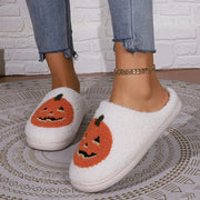 2024 Cotton Fluffy Slippers – Cartoon Pumpkin Plush Slides for Couples, Funny Halloween Casual Indoor Shoes