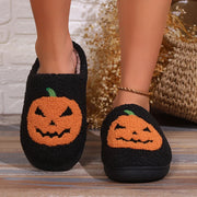 2024 Cotton Fluffy Slippers – Cartoon Pumpkin Plush Slides for Couples, Funny Halloween Casual Indoor Shoes