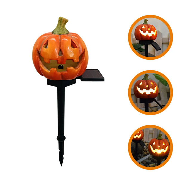 Halloween Pumpkin Candle Pathway Solar Lights Crow Yard Stake Lamp for Garden Yard Lawn Pathway Home Party Decoration Waterproof