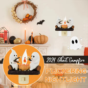 2024 Ghost Campfire Nightlight – 2 Ghosts Roasting LED Fake Fire, 3D Spooky Halloween Decor