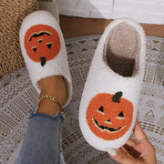 2024 Cotton Fluffy Slippers – Cartoon Pumpkin Plush Slides for Couples, Funny Halloween Casual Indoor Shoes