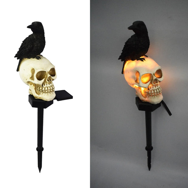 Halloween Pumpkin Candle Pathway Solar Lights Crow Yard Stake Lamp for Garden Yard Lawn Pathway Home Party Decoration Waterproof