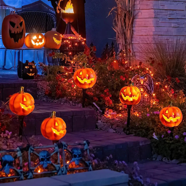 Halloween Pumpkin Candle Pathway Solar Lights Crow Yard Stake Lamp for Garden Yard Lawn Pathway Home Party Decoration Waterproof