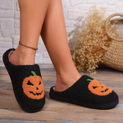 2024 Cotton Fluffy Slippers – Cartoon Pumpkin Plush Slides for Couples, Funny Halloween Casual Indoor Shoes