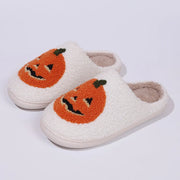 2024 Cotton Fluffy Slippers – Cartoon Pumpkin Plush Slides for Couples, Funny Halloween Casual Indoor Shoes