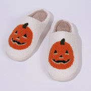 2024 Cotton Fluffy Slippers – Cartoon Pumpkin Plush Slides for Couples, Funny Halloween Casual Indoor Shoes