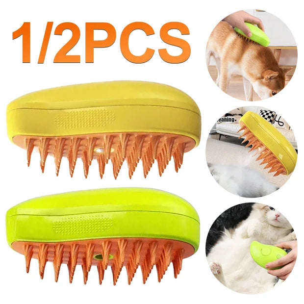 Pet Steam Brush Cat Dog Cleaning Steamy Spray Massage Beauty Comb 3 In 1 Hair Removal Grooming Supplies Pets Accessories