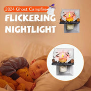 2024 Ghost Campfire Nightlight – 2 Ghosts Roasting LED Fake Fire, 3D Spooky Halloween Decor